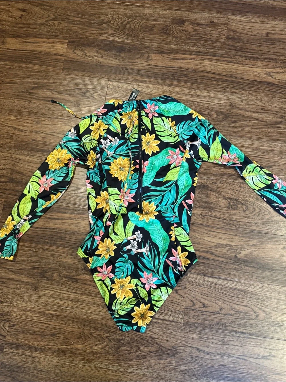 Hurley Black Tropical Floral Long Sleeve Swimsuit